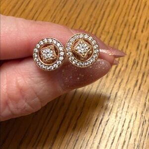 Pandora Rose Gold Ring and Stud Earrings set